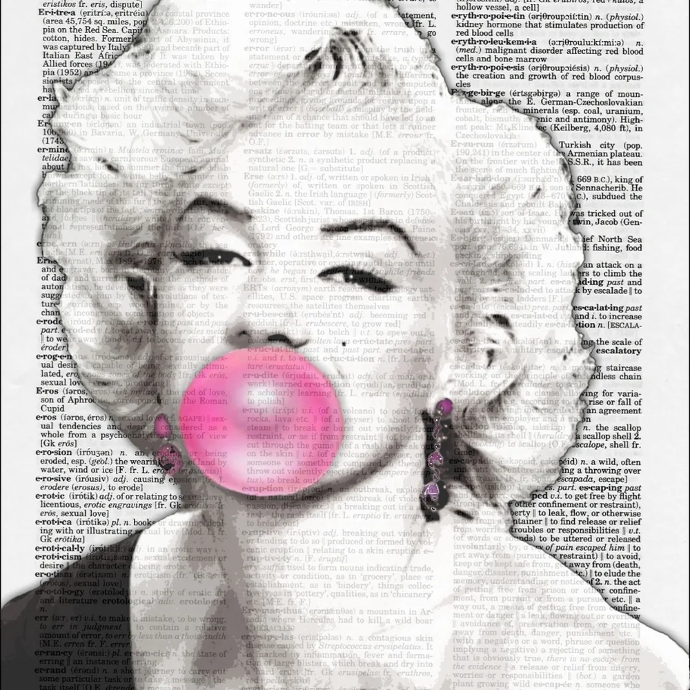 Marilyn Monroe In Pink Vintage Dictionary Art Print Bundle Glam Beauty Fashion